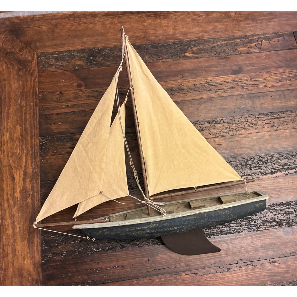 Newport Sloop Sailboat Model Large Wooden Indoor Nautical Decor Rustic